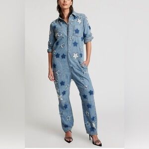 One Teaspoon Paradise Jumpsuit Denim Stars Size Small